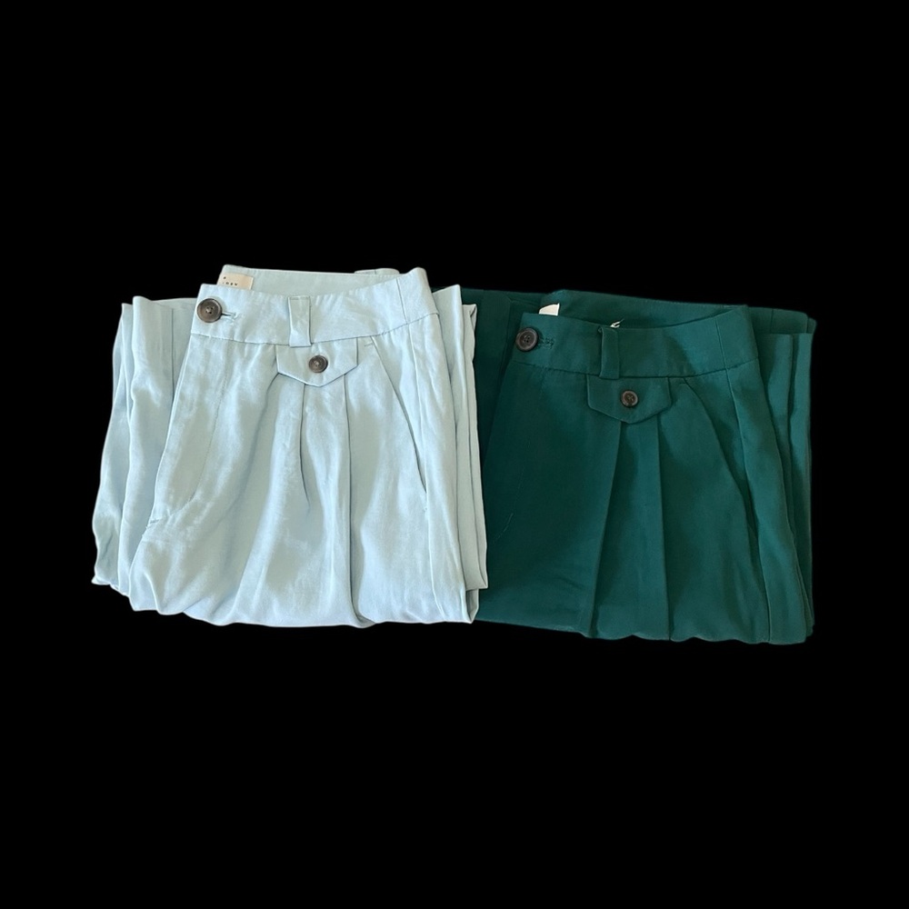 TWO PANTS! A New Day Trousers in Size 4 * Pleated * Green and Light Blue